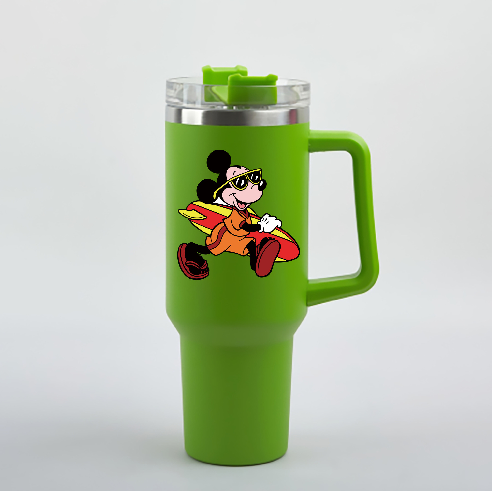 （画像用） ミッキーマウス Mickey Mouse 1200mL車用タンブラー - クリスタルステッカー（プラスチックストロー付き）